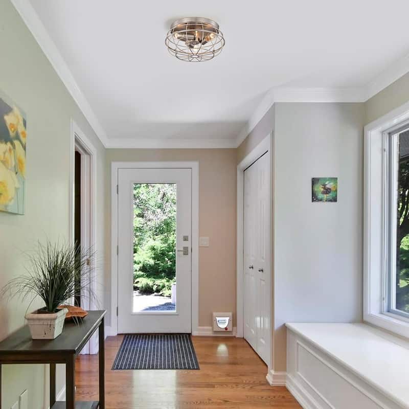 Antoine 3-Light Metal Dome Cage Flush Mount