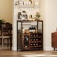 preview thumbnail 7 of 7, 3-Tier Wine Bar Cabinet with LED Lights, Detachable Wine Rack and Storage Space,Grey - 27.2x13.8x36.2in