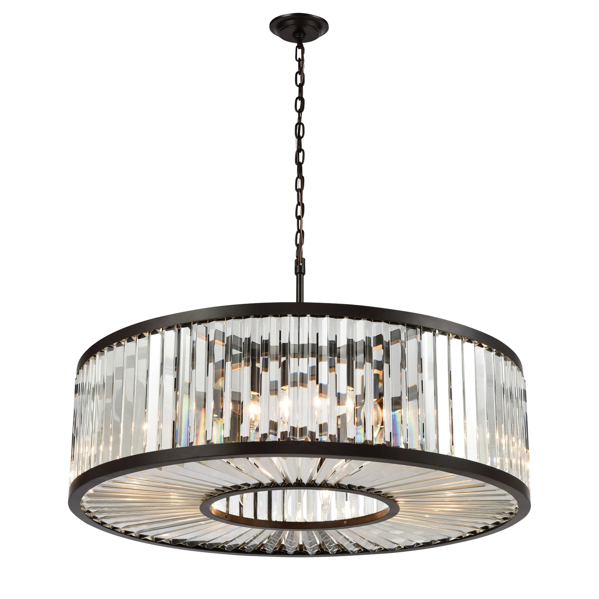 11-Light Round Ceiling Chandelier - 35" - Bronze
