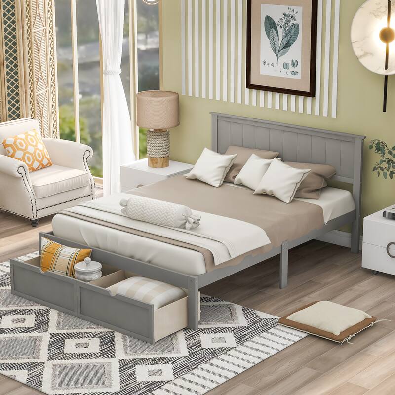Platform Bed with Under-Bed Drawers