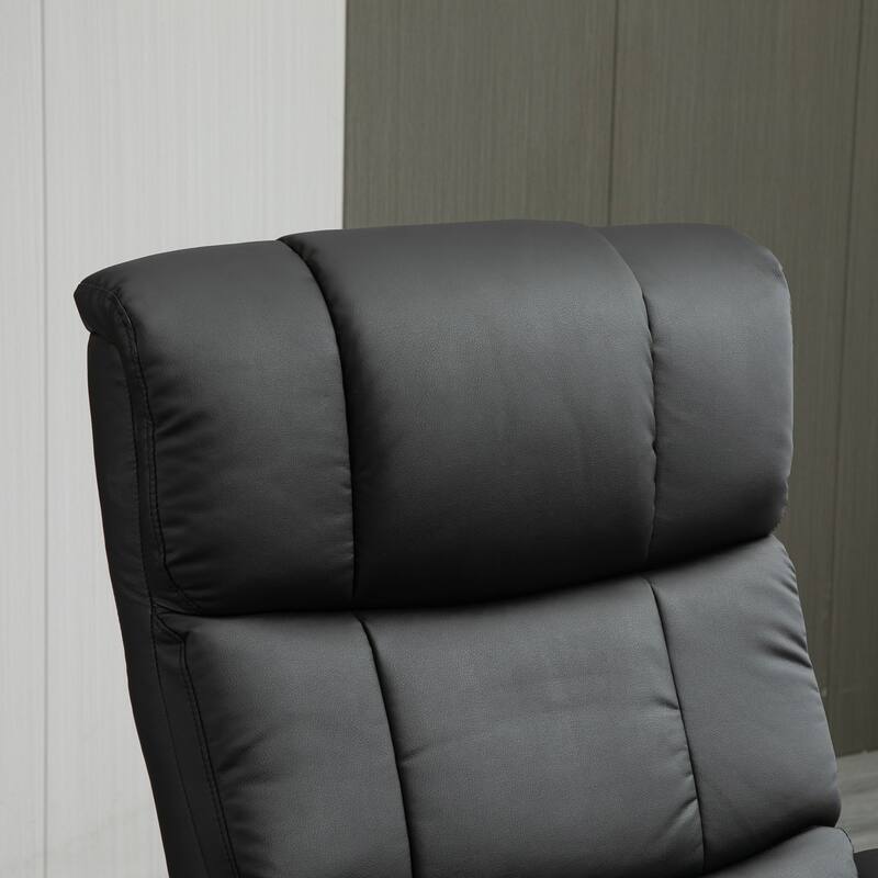 Black Modern 28.8" High Back Swivel Recliner Chair with Ottoman