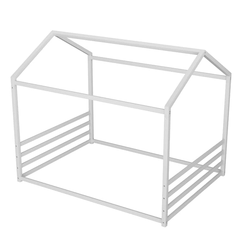 Montessori House Metal Floor Bed with End Guardrails by Harper&Bright Designs
