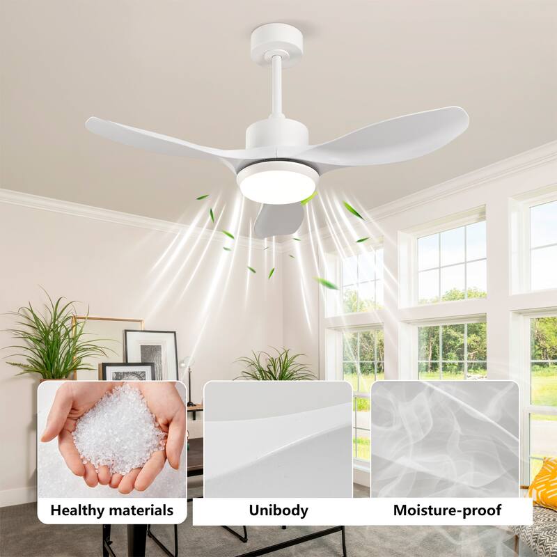 Sofucor 42/52 Inch Ceiling Fan With Light,3 ABS Blades Remote Control,Reversible DC Motor With Dimmable LED