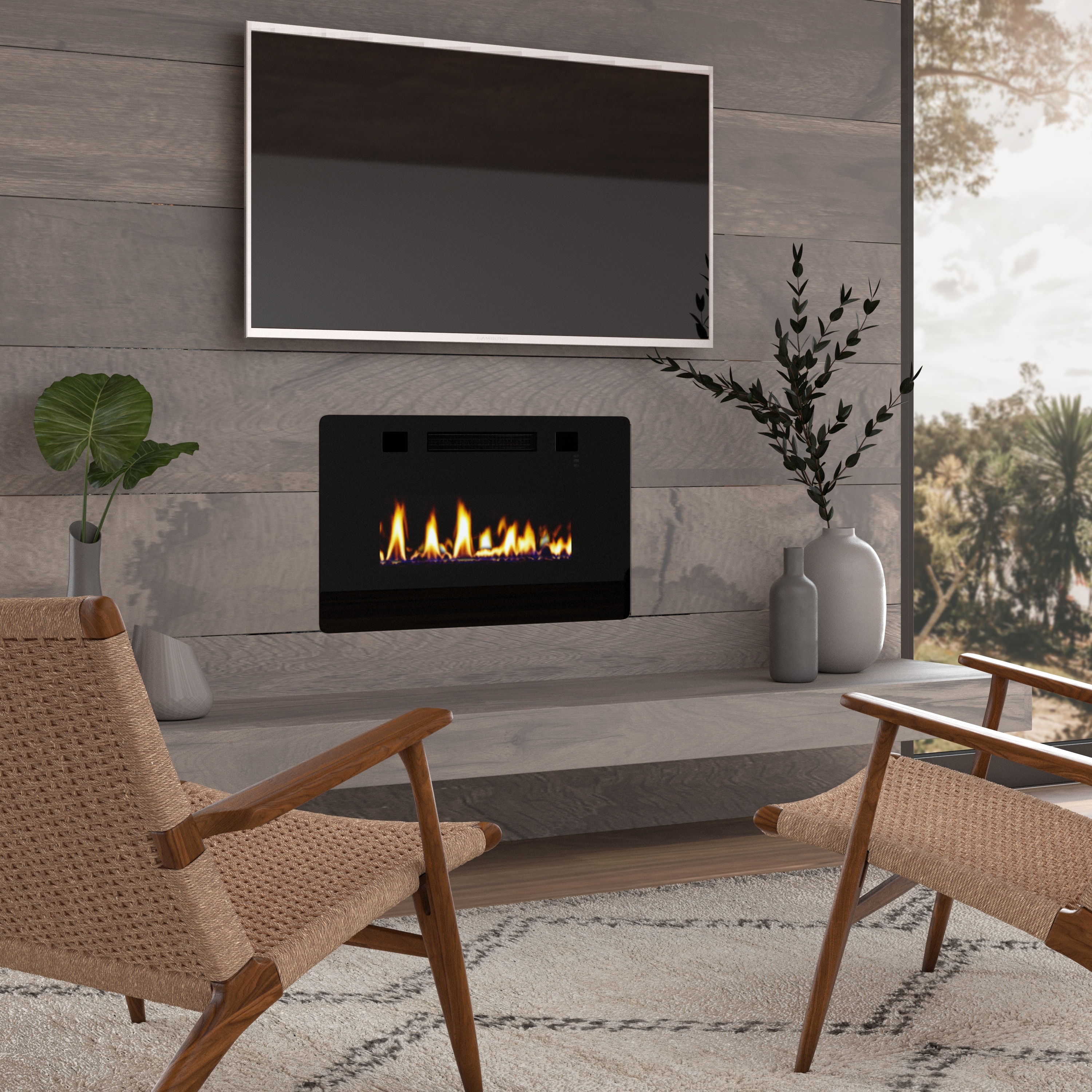 Shop 30 Ultra Thin Electric Fireplace Insert Wall Mounted In