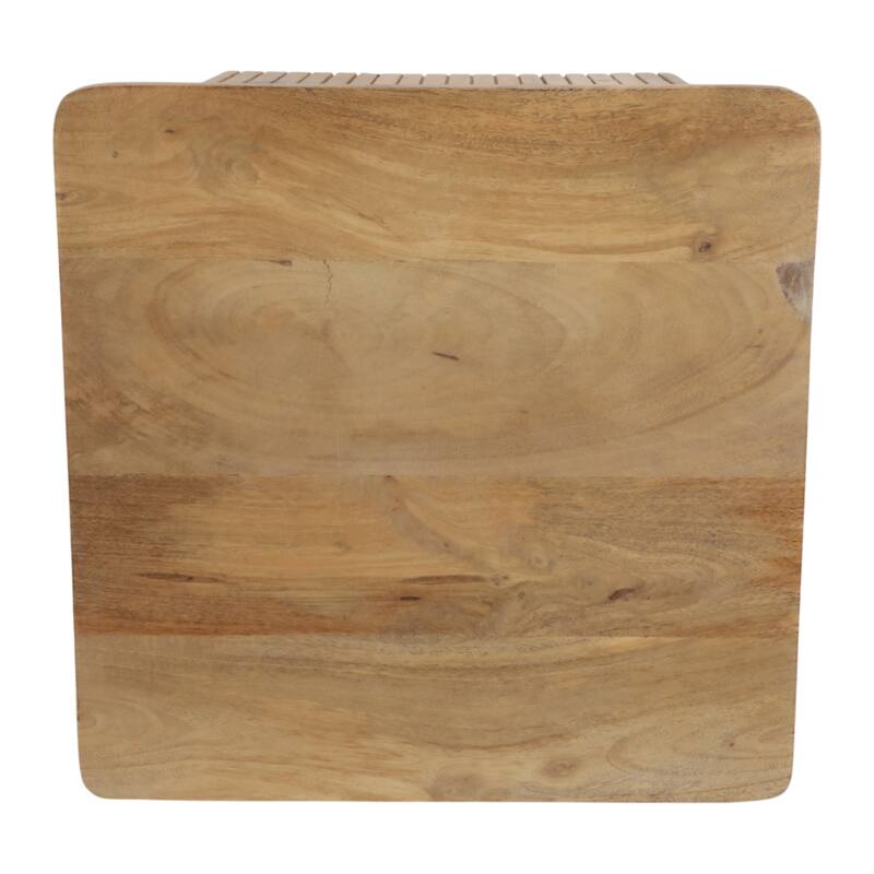 Mango Wood Slatted Panel Design Side Table - Brown, 20 in. - 20.0"