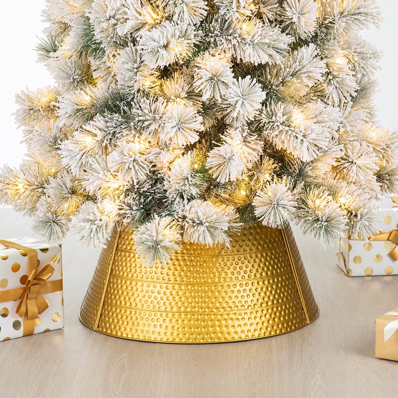 Glitzhome 26"D/22"D Hammered Metal Christmas Tree Collars