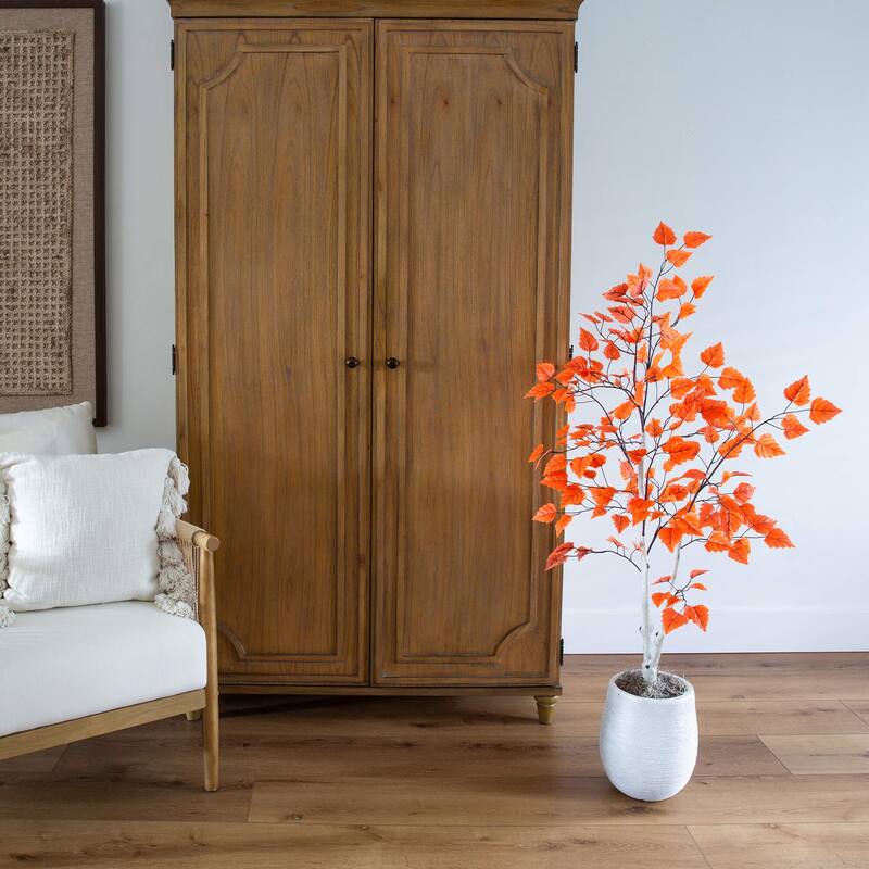 4-ft Autumn Paper Birch Artificial Fall Tree - Green