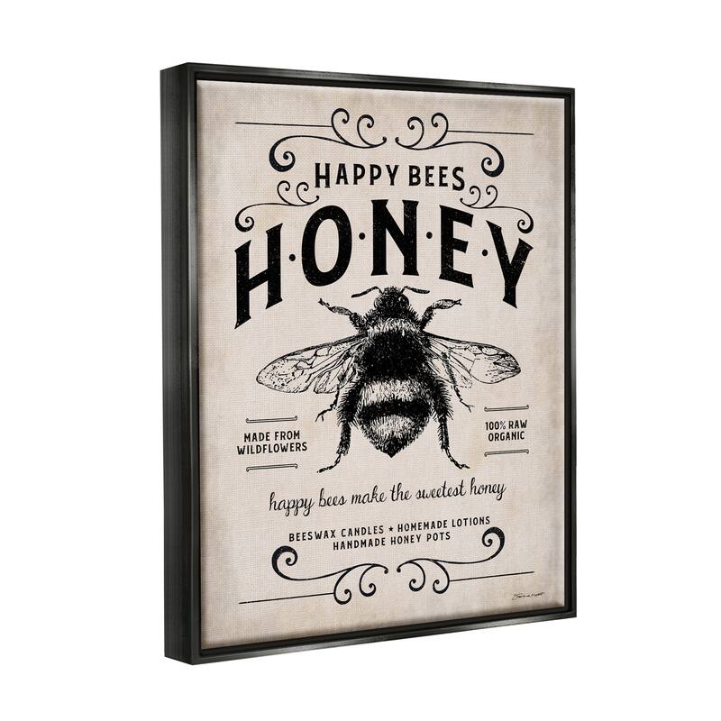 Stupell Honey Bee Rustic Farm Textured Word Design Floater Frame - Beige