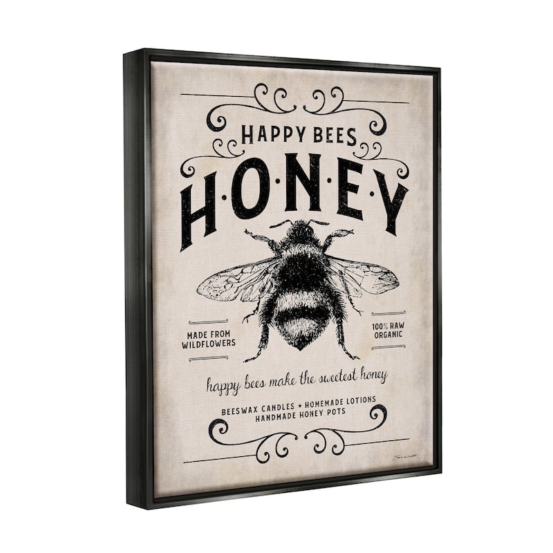 Stupell Honey Bee Rustic Farm Textured Word Design Floater Frame - Beige