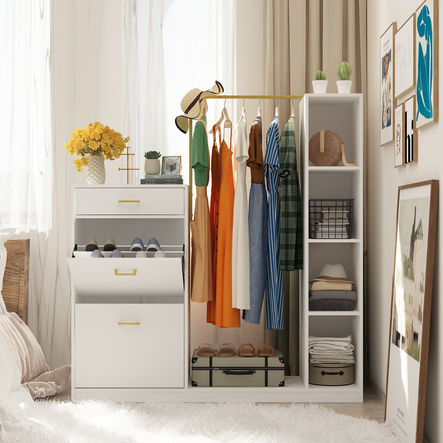 White Dresser Shoe Storage Closet Cabinet Space Saving Coat Rack Bed Bath Beyond 37883971