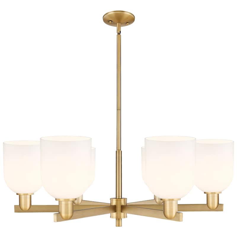 Innovations Lighting Endless Possibilities Arcadia - Bella - 6 Light 35" Stem Hung Chandelier - Brushed Brass/White