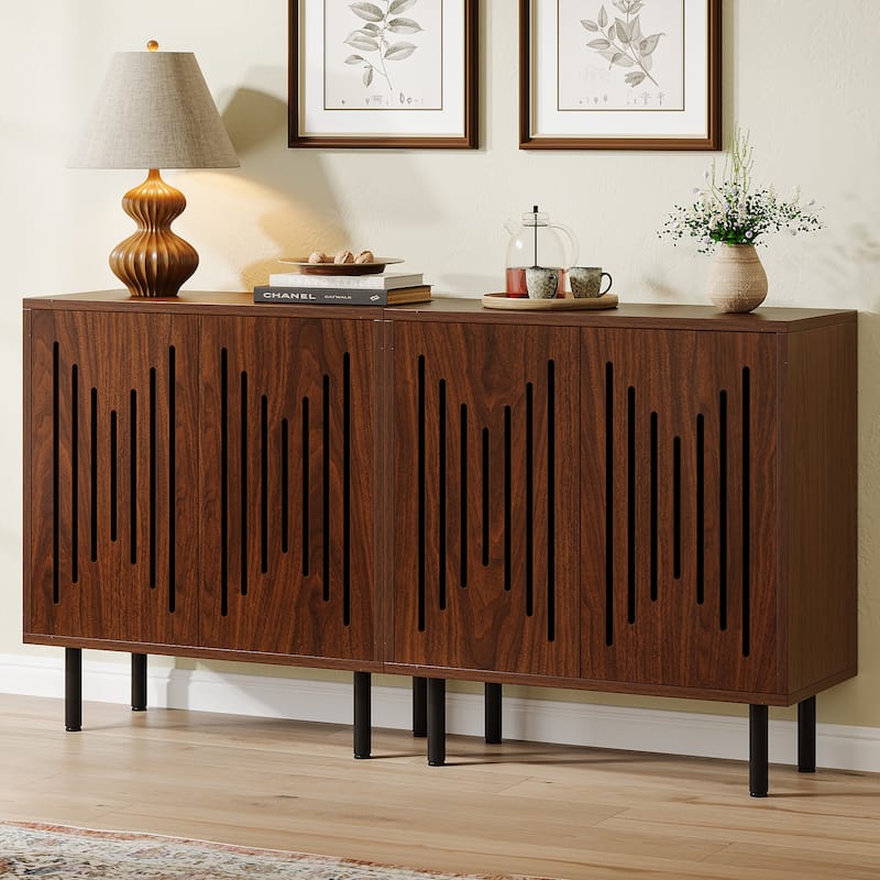 Sideboard Buffet Cabinet with Doors & Adjustable Shelves (Set of 2)