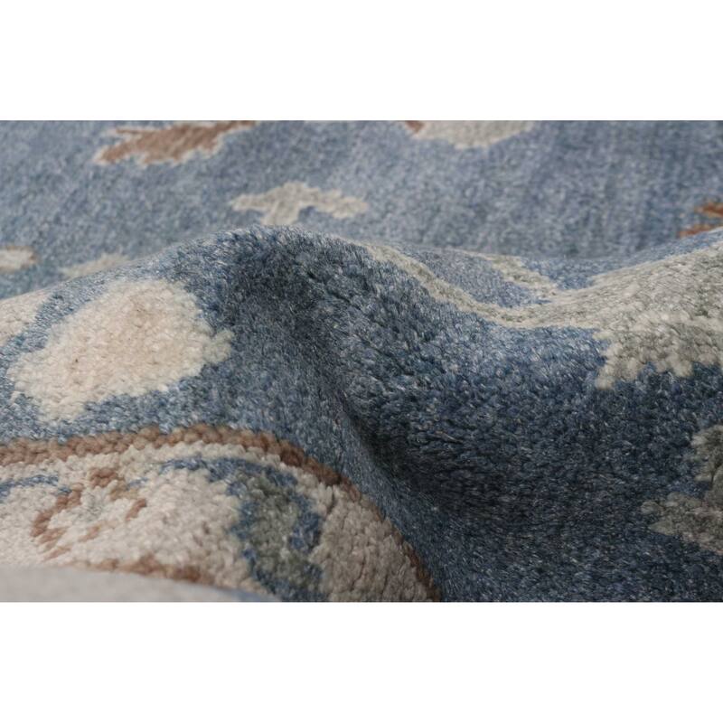 ECARPETGALLERY Hand-knotted Modern Oushak Dark Blue Wool Rug - 8'0 x 10'4