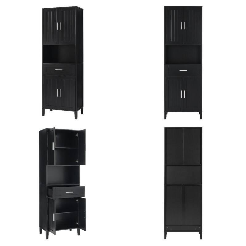 Bathroom Storage Cabinet Tall, 70.9" Cabinet Freestanding, Bathroom Pantry with Drawer, 2 Adjustable Shelves, Open Storage