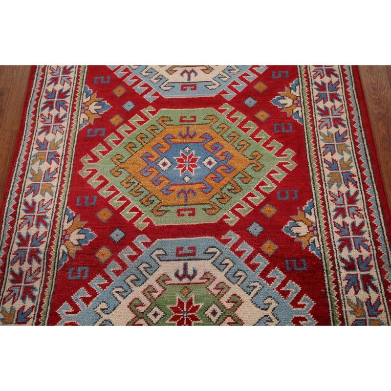 Kazak Oriental Accent Rug Handmade Traditional Foyer Wool Carpet - 3'2" x 5'1"
