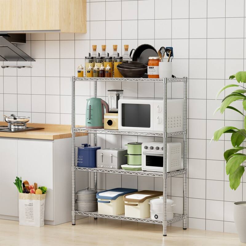 4/5-Tier Heavy Duty Wire Shelves, Chrome/Black, 36/48"W, 350/400 lbs