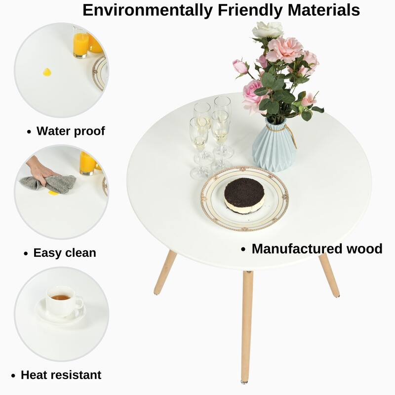 HomyLin 31.5" Round Dining Table Mid-Century Modern Coffee Table