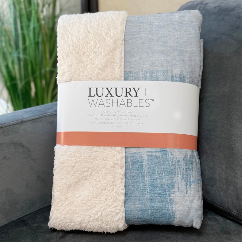 Premium Machine Washable Abstract Contemporary Sherpa Throw Blanket