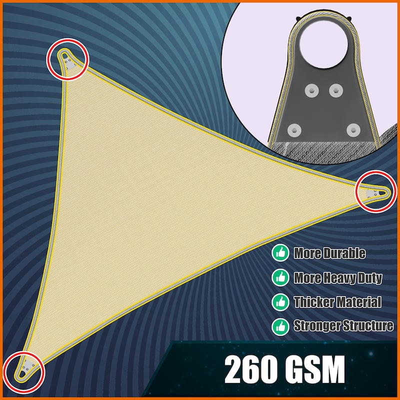 ColourTreeUSA Rectangle Sun Shade Sail Reinforced Super Ring HDPE Mesh Fabric Screen Canopy UV Block 260 GSM