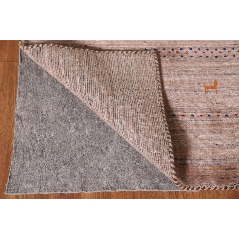 Striped Orange Gabbeh Oriental Area Rug Handmade Wool Carpet - 8'0"x 9'9"