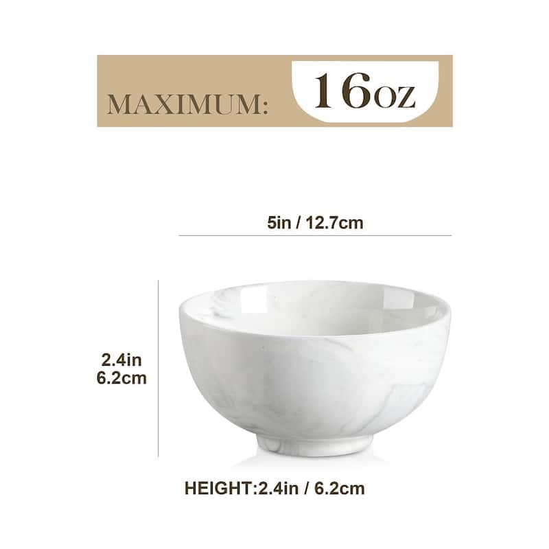 MALACASA 8-Piece Porcelain Cereal Bowl Soup Bowls Set