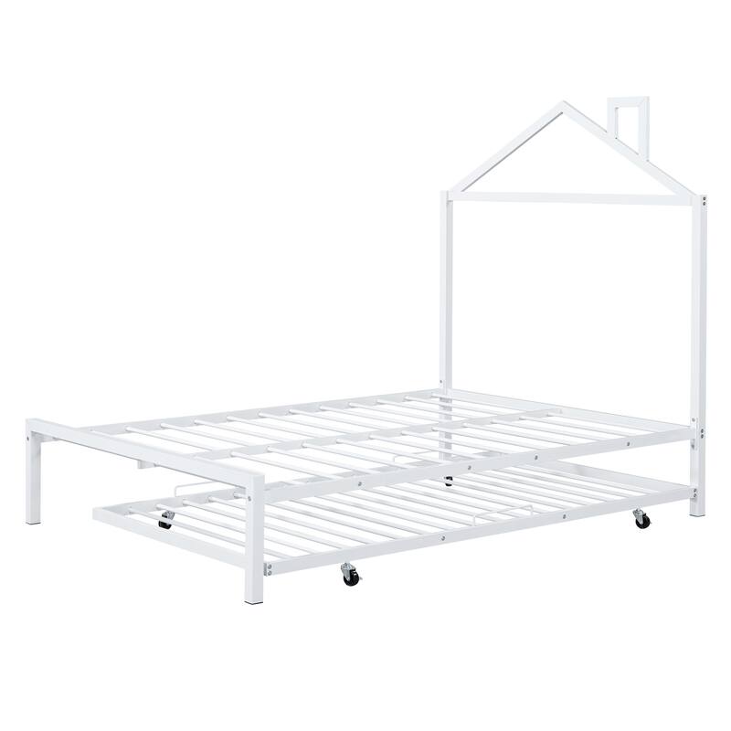 Full Size Metal Platform Bed with twin size trundle