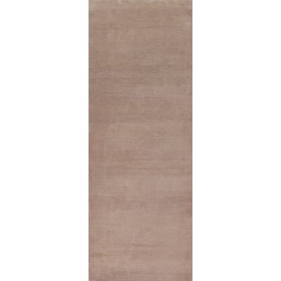 Hand Knotted Oriental 100% Wool Carpet Modern Solid Beige & Ivories Gabbeh Runner Rug - 10' 6'' X 3' 0''