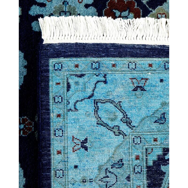 Overton Hand Knotted Wool Vintage Inspired Modern Contemporary Overdyed Blue Area Rug - 3' 2" x 5' 3"