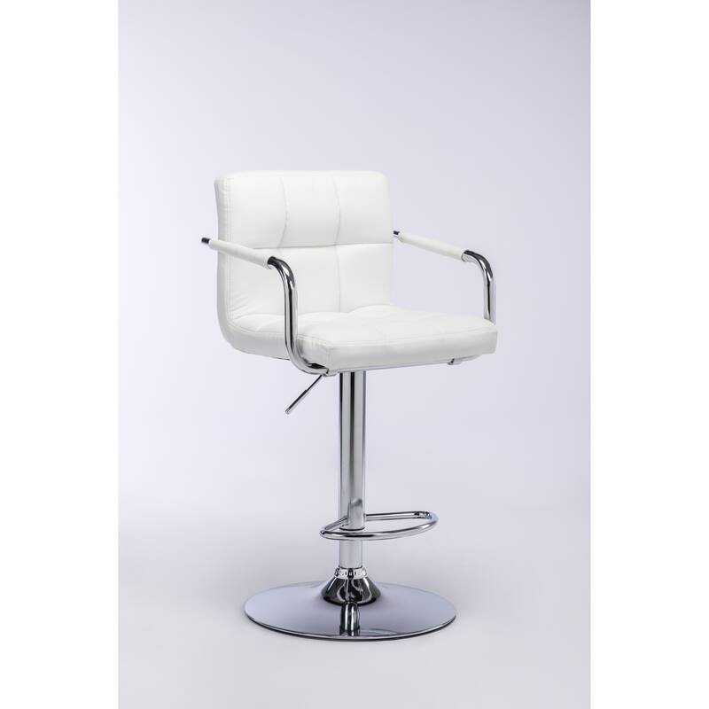 Howard Height-Adjustable Swivel Barstools with Arms (Set of 2), Glacier