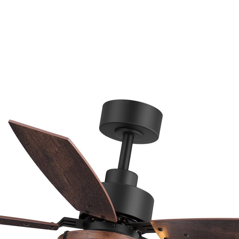 52-inch Farmhouse Ceiling Fan with Light and Remote-5 Reversible Blades