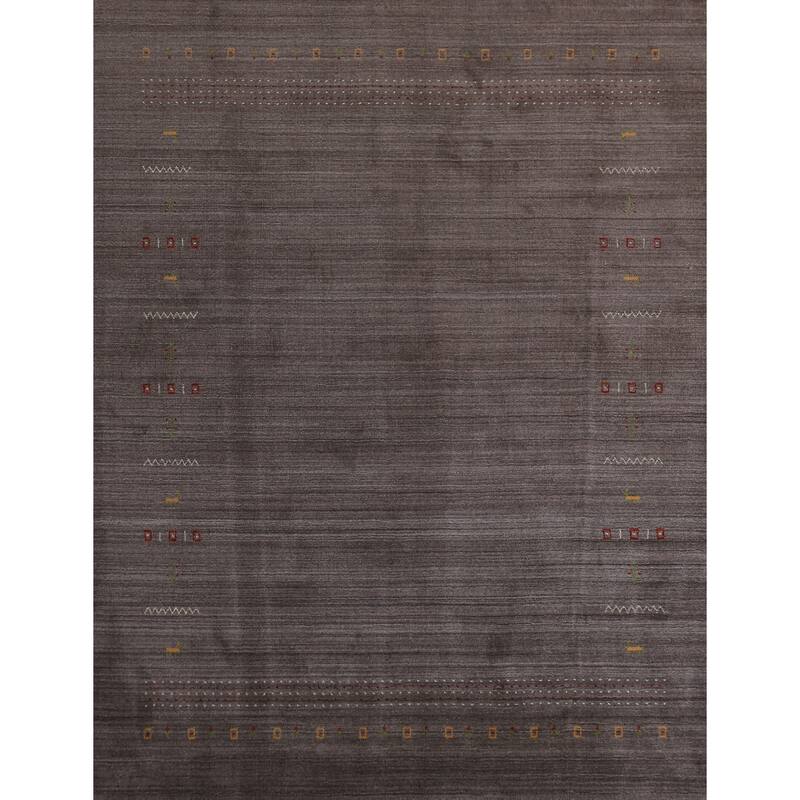 Hand Knotted Oriental 100% Wool Carpet Tribal Tribal Greys & Charcoal Gabbeh Area Rug - 9' 9'' X 8' 0''