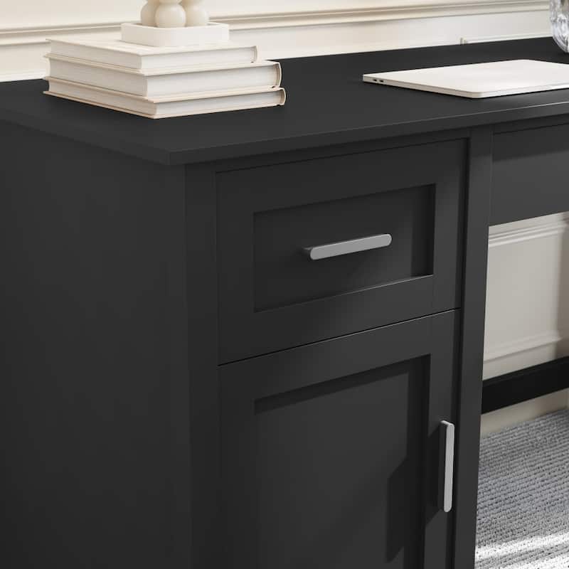 Martha Stewart Shaker Style Wood Home Office Desk with Storage Cabinet and 2 Drawers