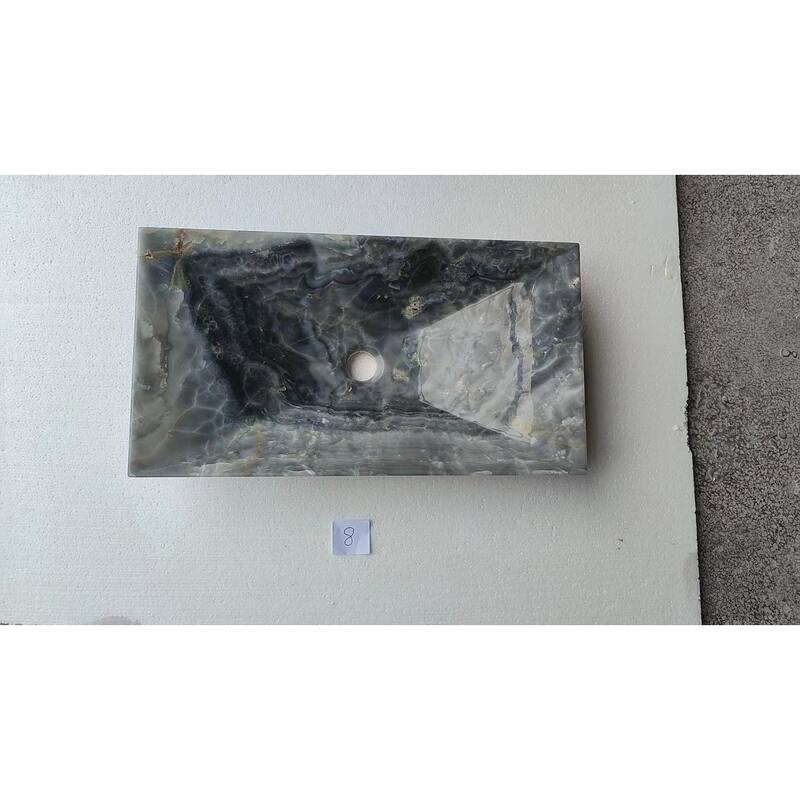 Single Bowl Zen Rectangular Dark Blue Onyx Sink - Basin: 12" L x 23" W x 4" D