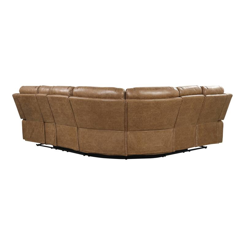 Furniture of America Charlestly 2-Piece Brown Faux Leather Sectional and Recliner Set