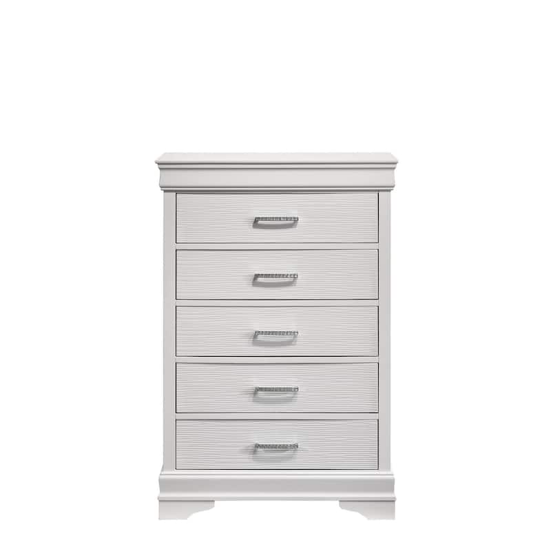 Modern Brooklyn 5 Drawers Chest made with Wood - White
