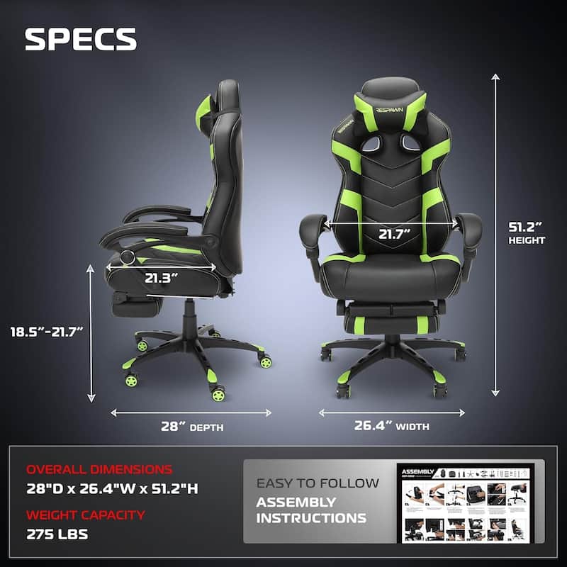 RESPAWN 110 Pro Gaming Chair - Gaming Chair with Footrest, Ergonomic Computer Desk Chair