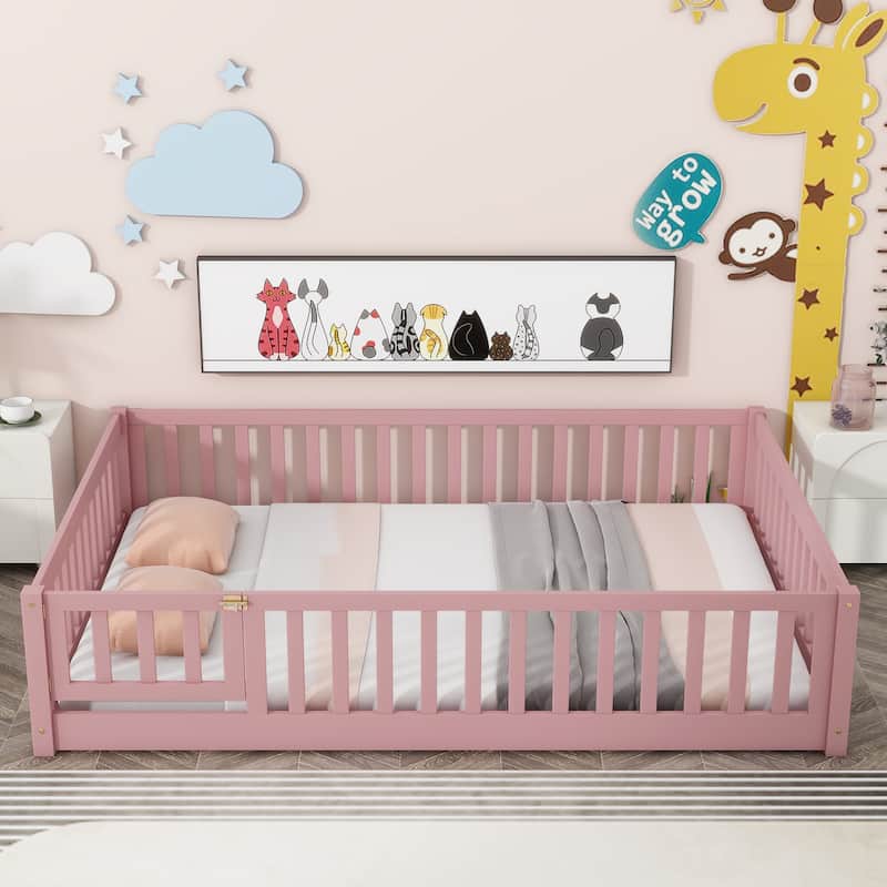 Floor Platform Bed With Fence And Door
