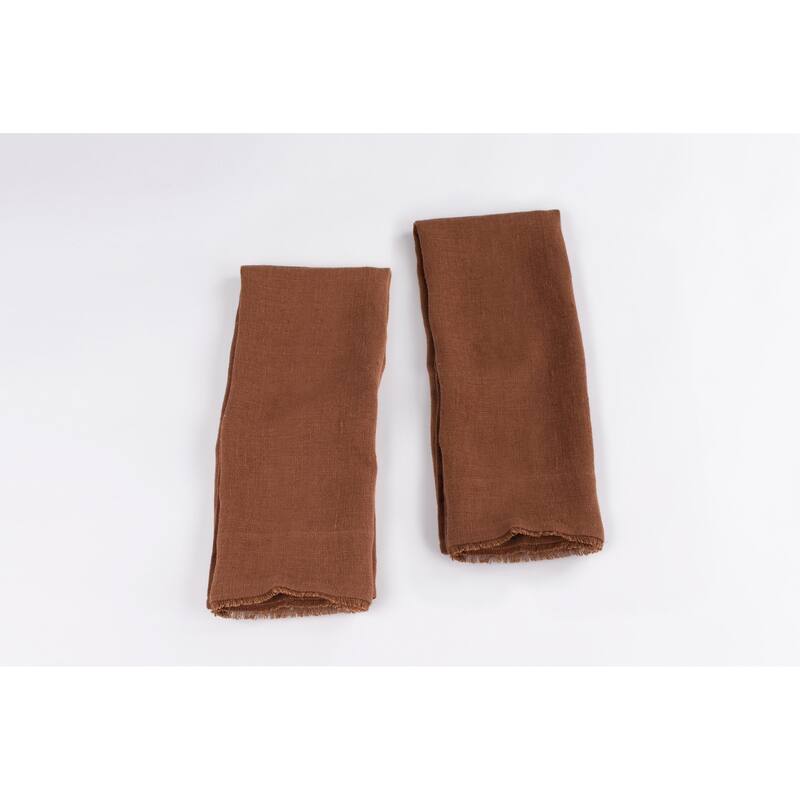 Ranier Linen Guest Towel Set (Set of 2) - Saddle