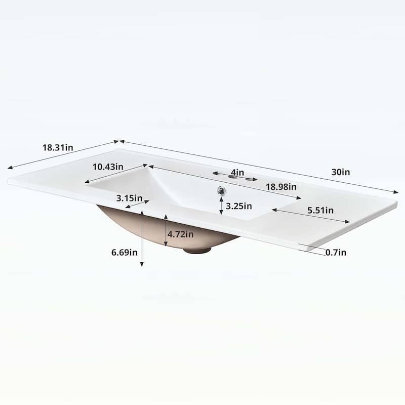 30 Inch Bathroom Vanity with Sink,Soft-Closing Door and 2 Drawers,Elegant and Durable Design