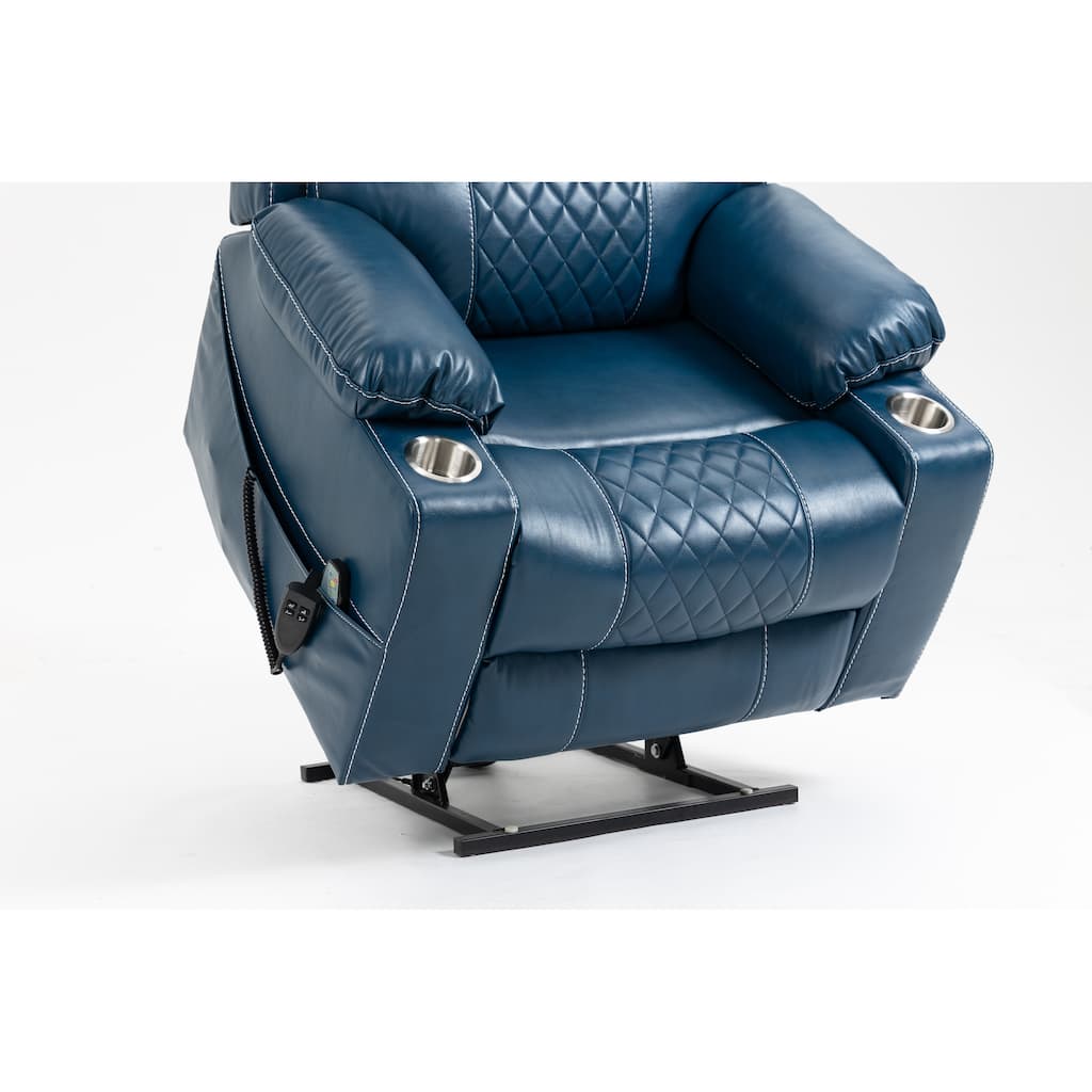 Power Lift Recliner Chair with Heat & Massage, Ergonomic Lounge Sofa Chair, Electric Recliner Chair with Cup Holders