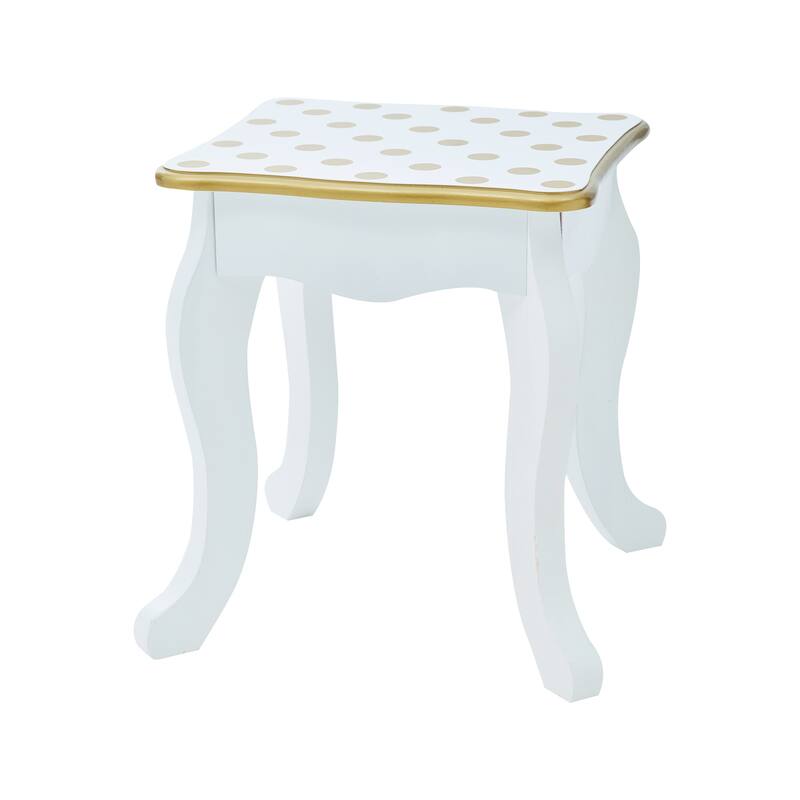 Teamson Kids Gisele Polka Dot Kids Vanity Table & Stool, White & Gold - 23.5" L x 11.73" W x 39.25" H