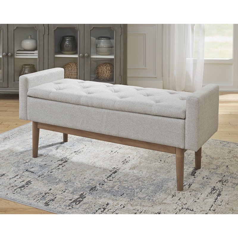 Briarson Contemporary Beige/Brown Storage Bench - 50"W x 18"D x 18"H