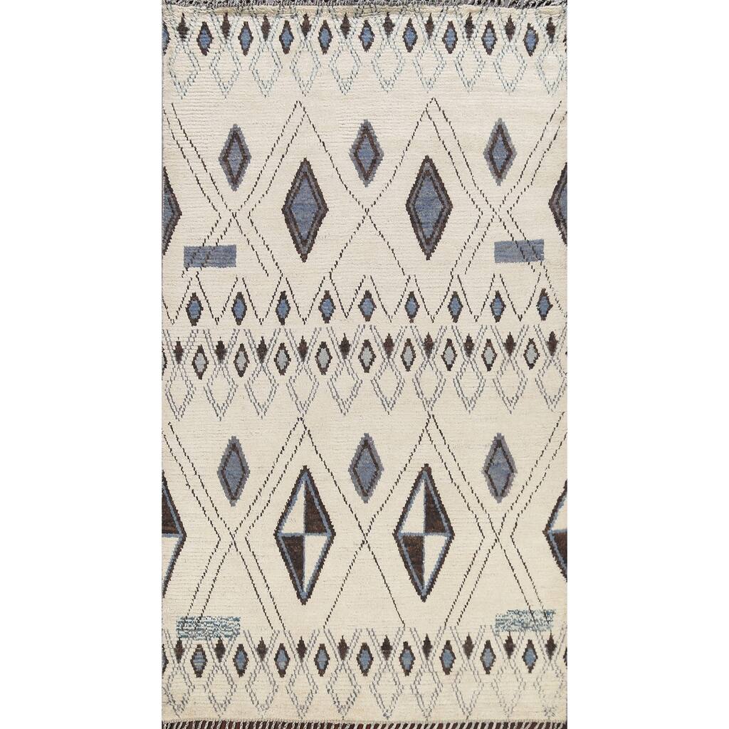 Geometric Vegetable Dye Moroccan Berber Oriental Area Rug Hand-knotted - 6'1" x 9'2"