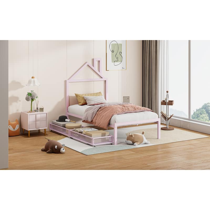 Metal Platform Bed with two drawers