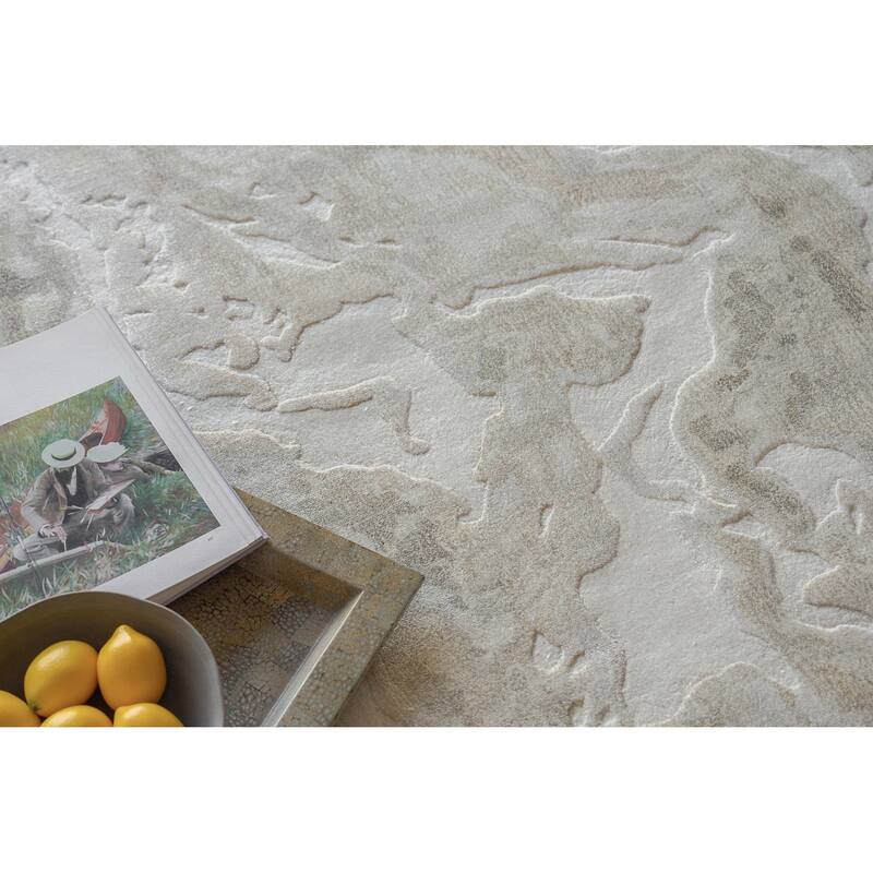 Saccara Beige Wool/Bamboo Silk handloomed Area Rug