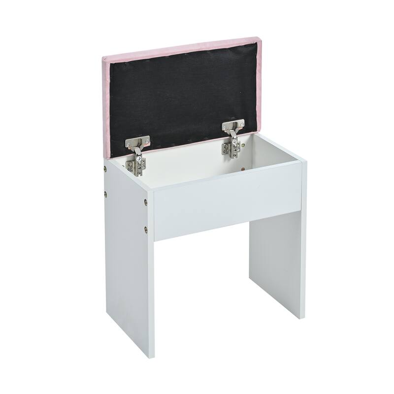Hollywood Vanity Desk with 9 Bulbs, 3 Lighting Modes & Pink Storage