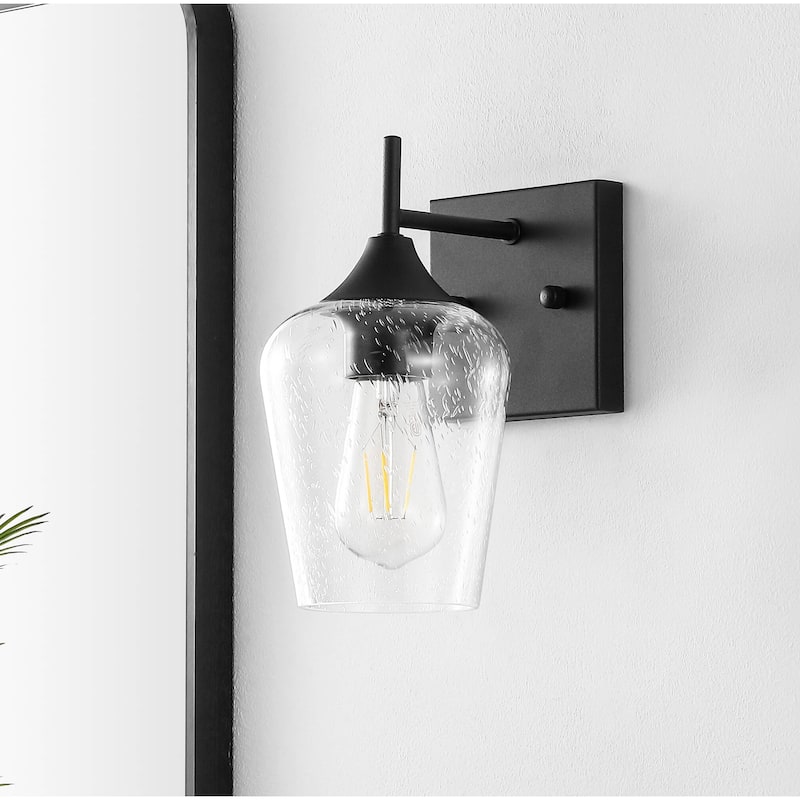 Seedy Glass Shade Vanity Wall Lamp Wall Sconce - Black