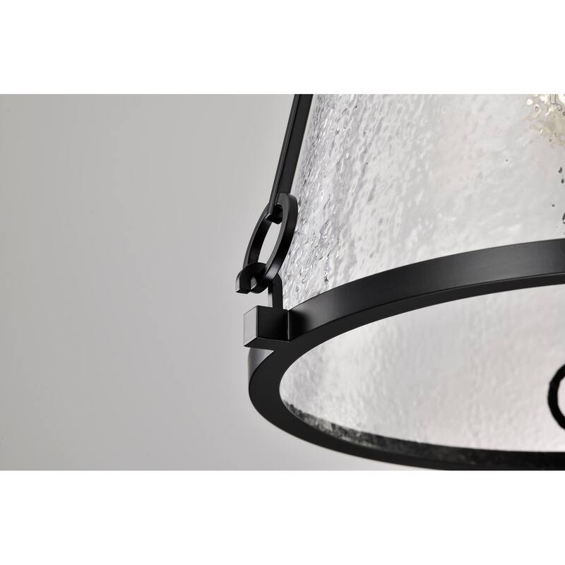 Valentine Large Pendant Black Finish Hammered Glass
