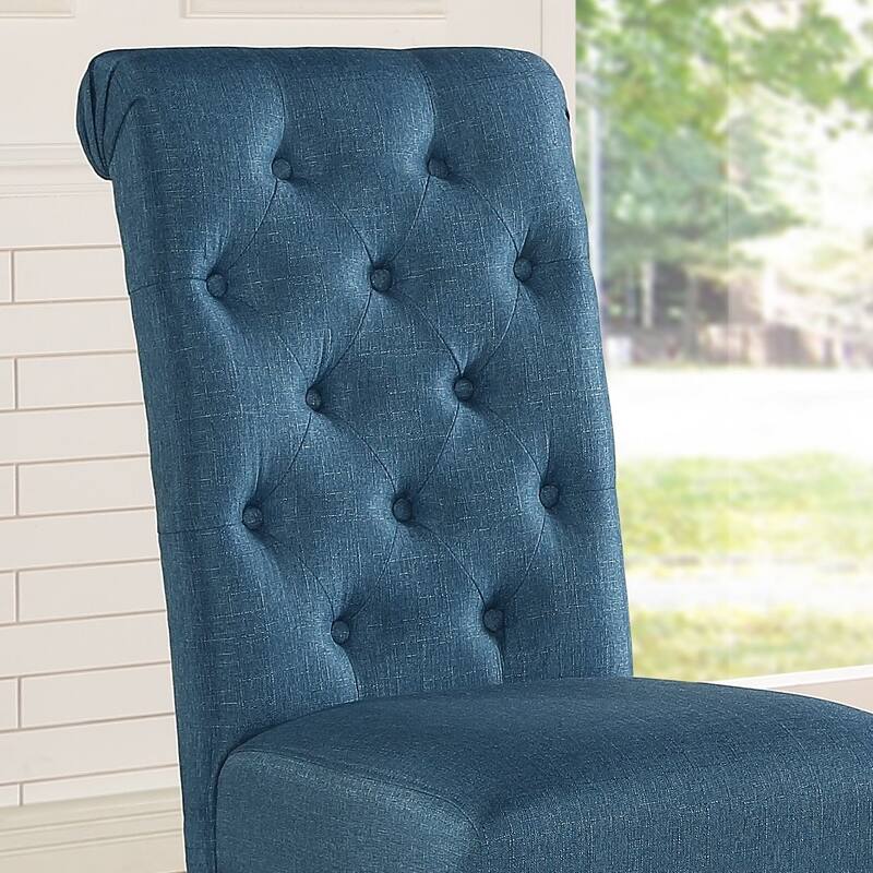 Set of 2 Solid Wood Tufted Upholstered Dining Chair
