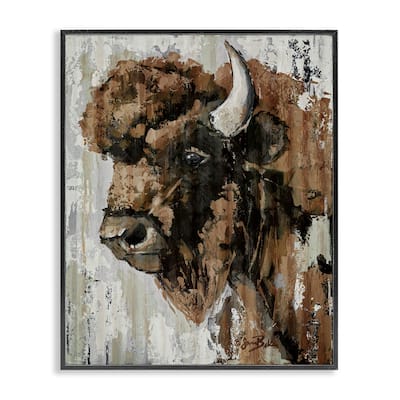 Stupell Abstract Bison Visage Framed Giclee Art Design By Sara Baker
